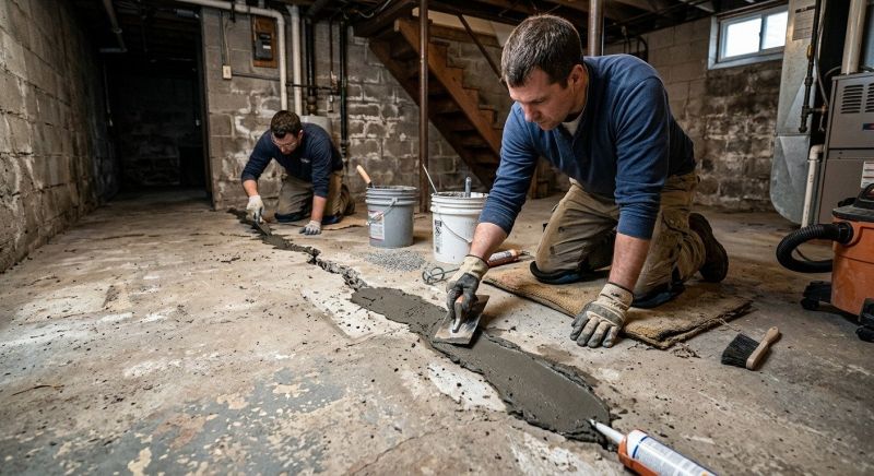 Cracked Basement Floor Repair in Gaylord, MI