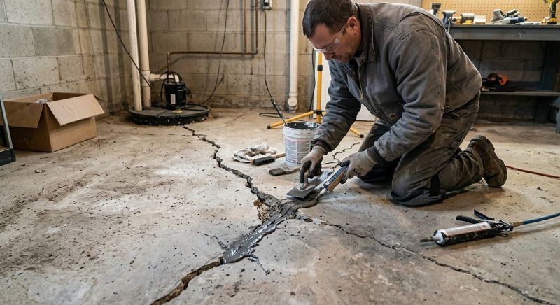 Cracked Basement Floor Repair in Gaylord, MI